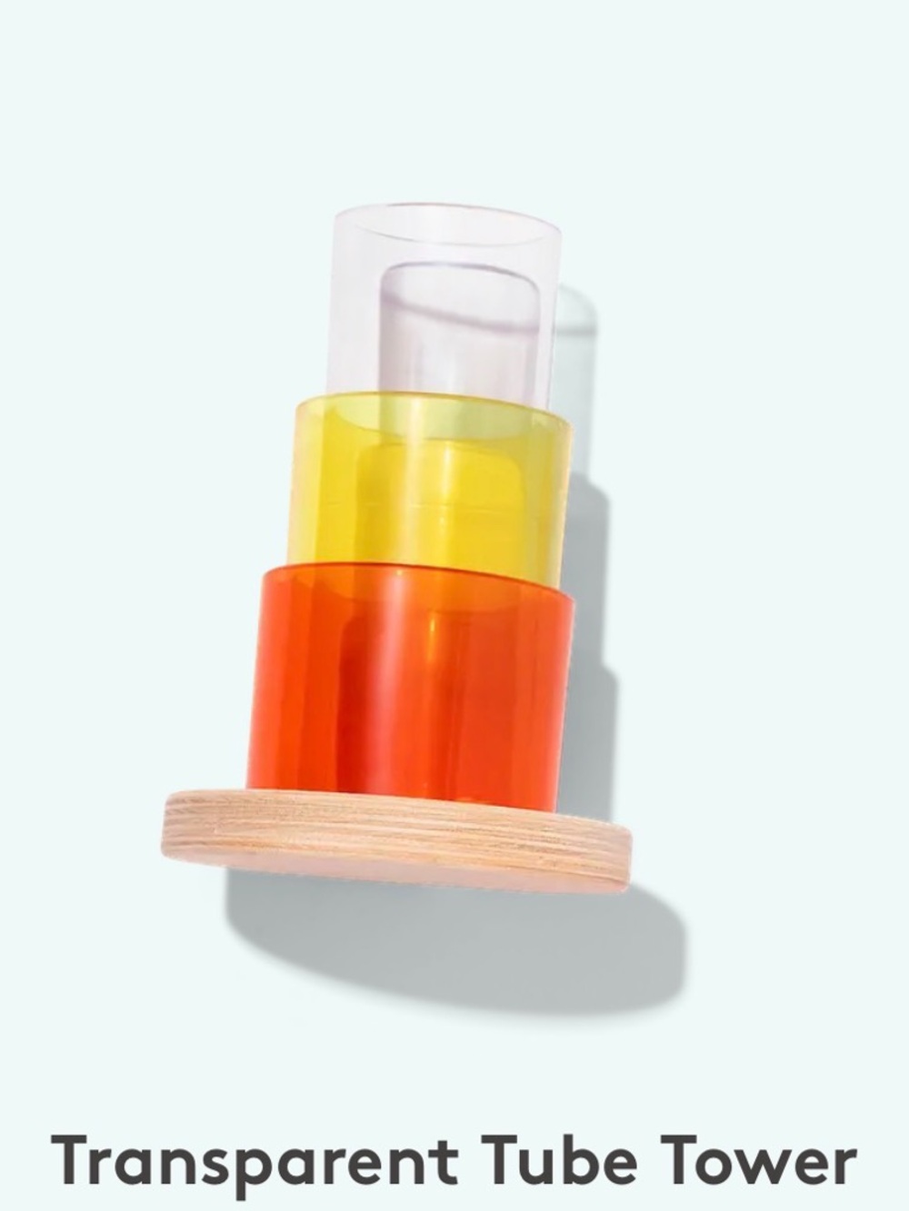Lovevery Transparent Tube Stacking Tower - Clear, Yellow & Orange